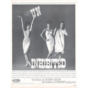 1961 Uninhibited Lingerie Dupont Tricot and Dacron Vintage Print Ad Photo 60s
